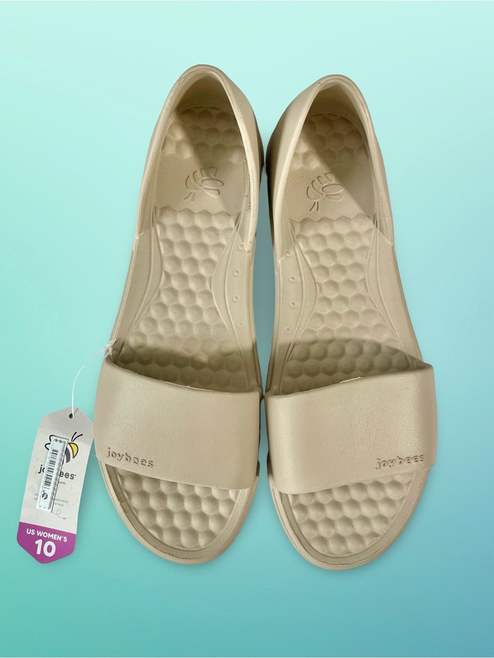Joybees Lightweight Solid Driftwood Open Toe Slip-on Friday Flats Sz10